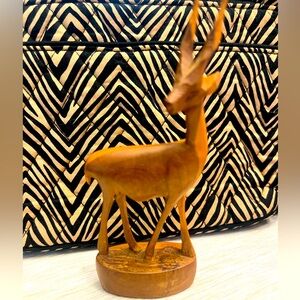 Hand Carved Besmo  🇰🇪 Wood Gazelle Antelope 🧡 Figurine Signed Kenya